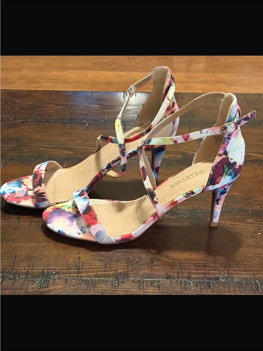******* Dream Pairs Multicolor Floral Strappy High Heel Sandals *******